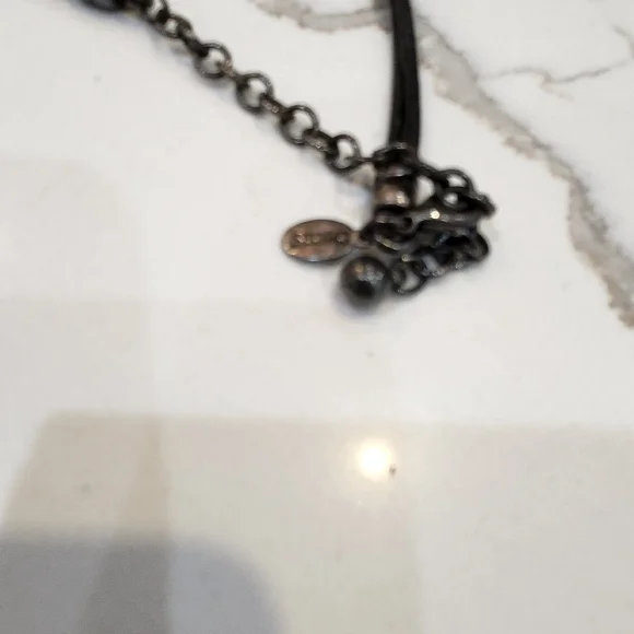 Signed Chicos Pendant Statement Necklace On Stationed Cord - Picture 6 of 7